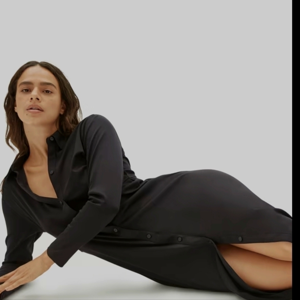 Everlane The Luxe Cotton Black Shirt Businesscore Aesthetic Dress